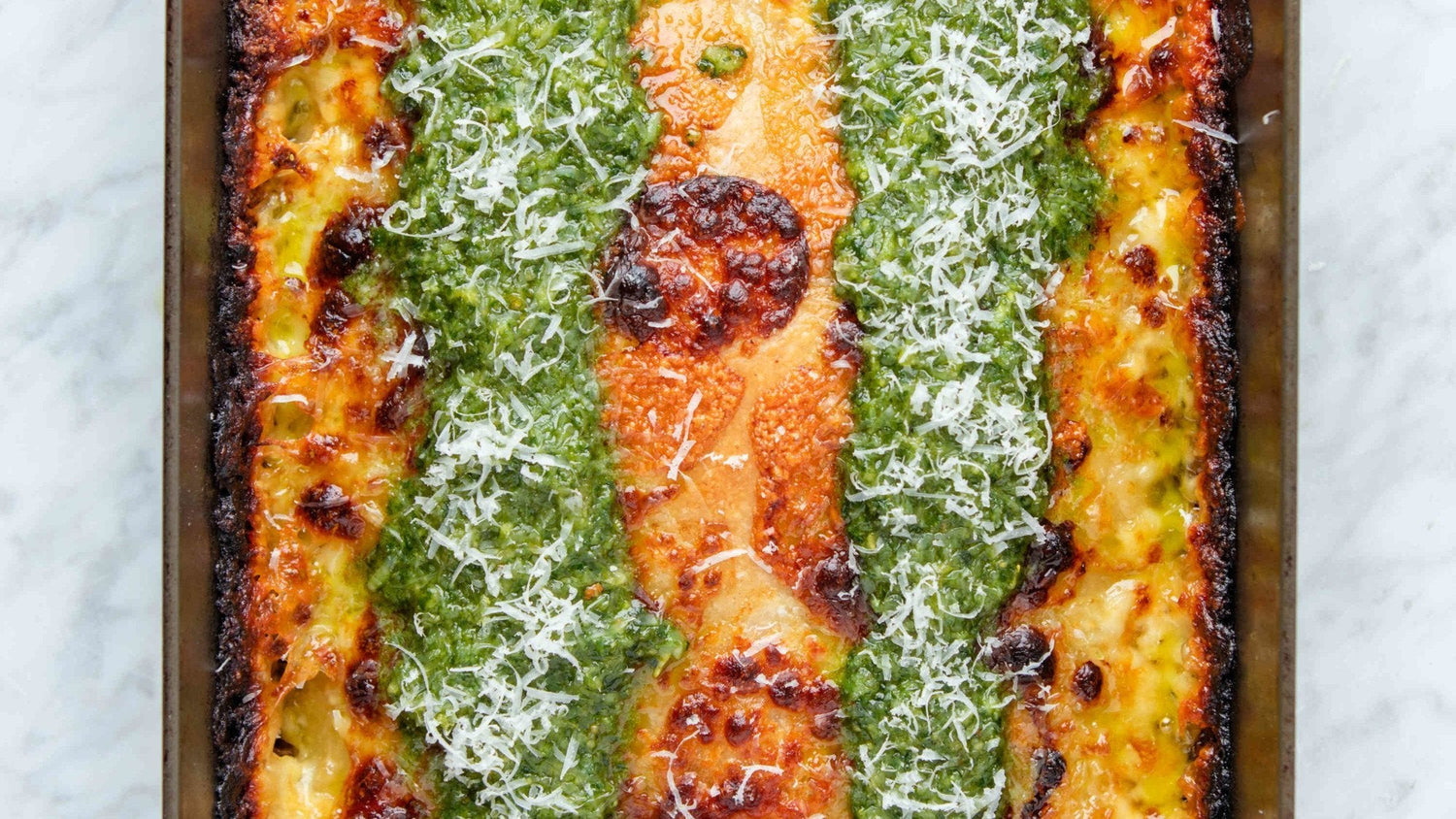 Green Top Detroit Style Pizza - Gozney . Roccbox recipe poster image