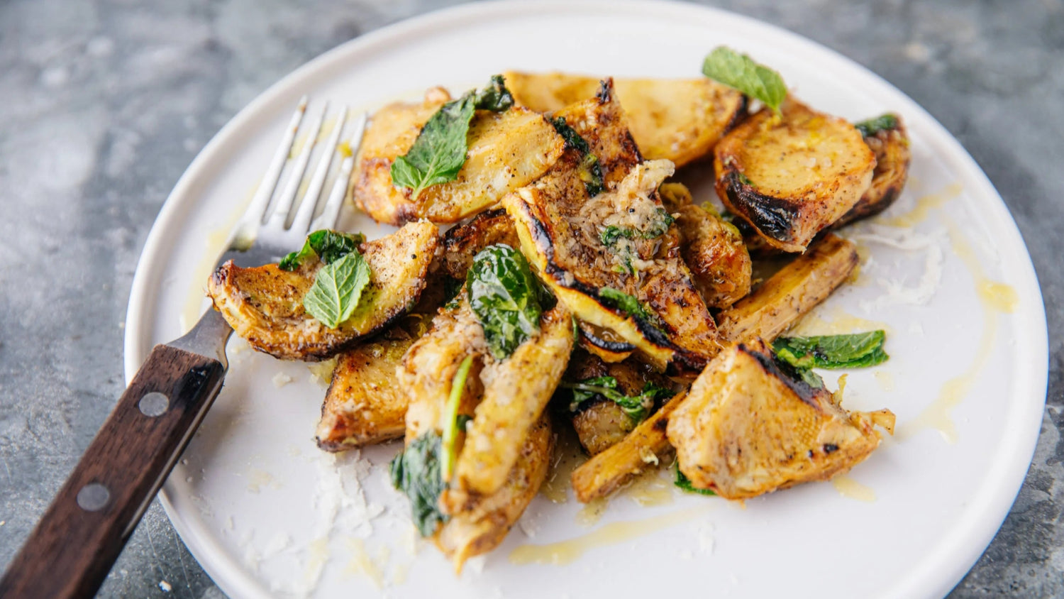 Wood Roasted Artichokes on a plate recipe poster image