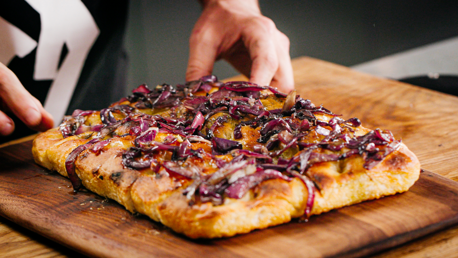 Onion Focaccia Cut into 4 slices