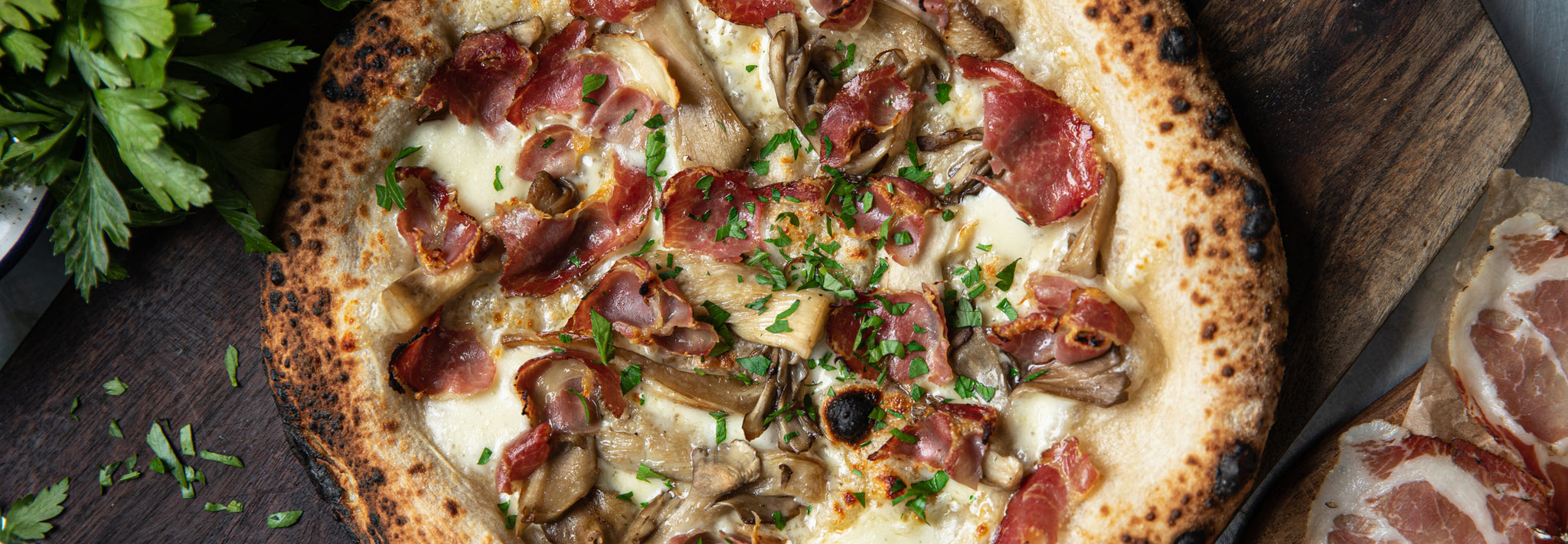Coppa Ham & Wild Mushroom Neapolitan Pizza - Gozney . Roccbox