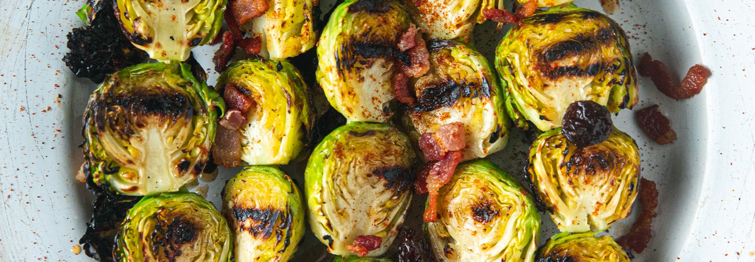 Brussel Sprout Skewers - Gozney . Roccbox recipe poster image