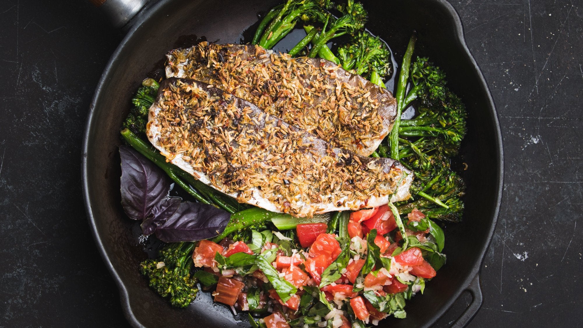 Spiced Trout with Roasted Broccoli and Tomato Dressing - Roccbox . Gozney
