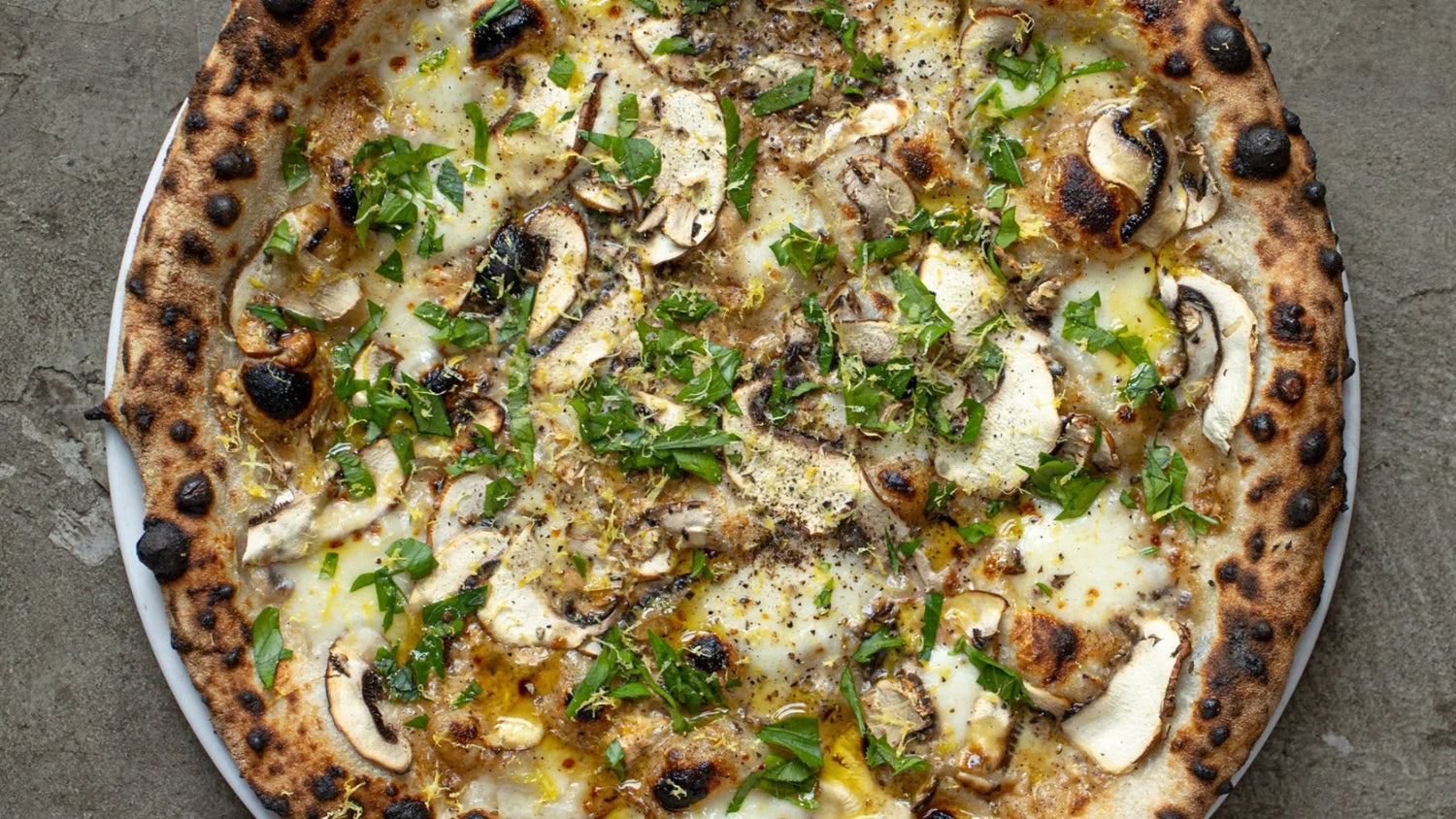 Mushroom & Onion Cream Pizza recipe poster image