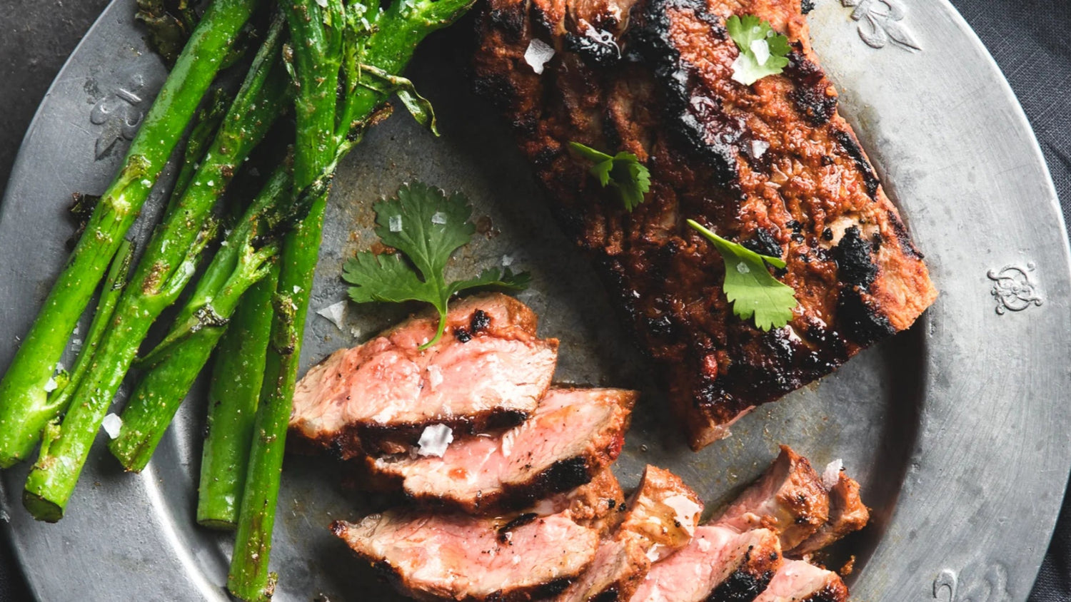 Tandoori Lamb Neck Sliced with aparagus recipe poster image