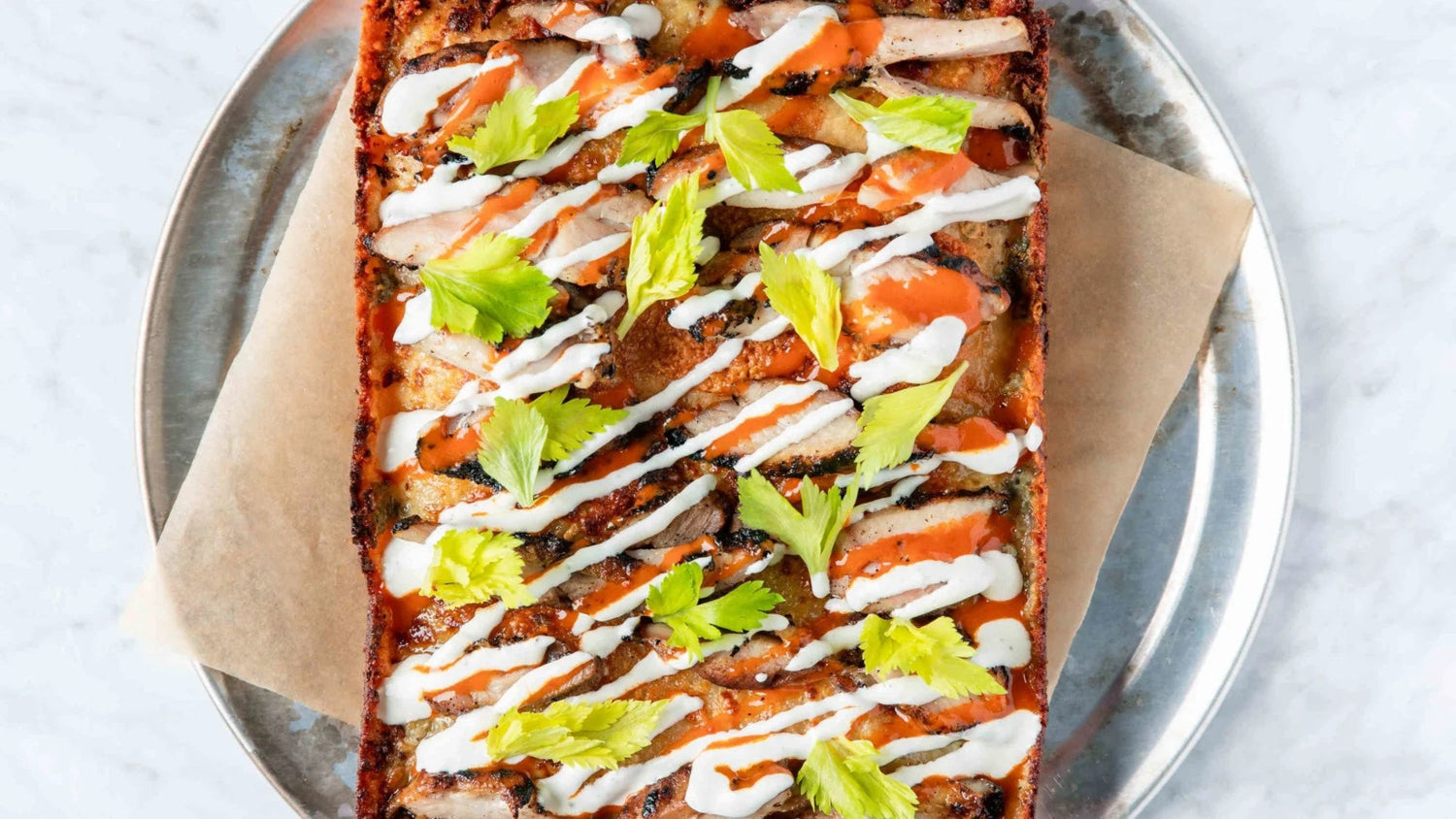Buffalo Chicken Detroit Style Pizza