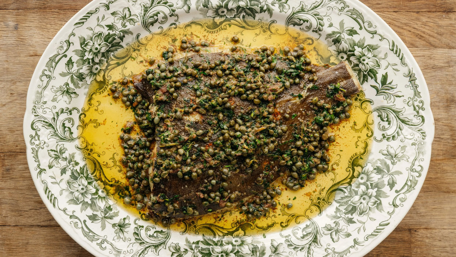 Whole Plaice with Lemon Caper Butter